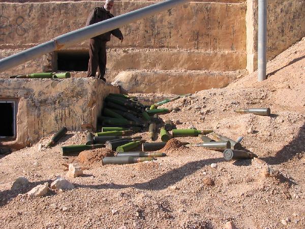 76mm shells lying in the open at the ASP in western Karbala